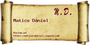 Matics Dániel névjegykártya